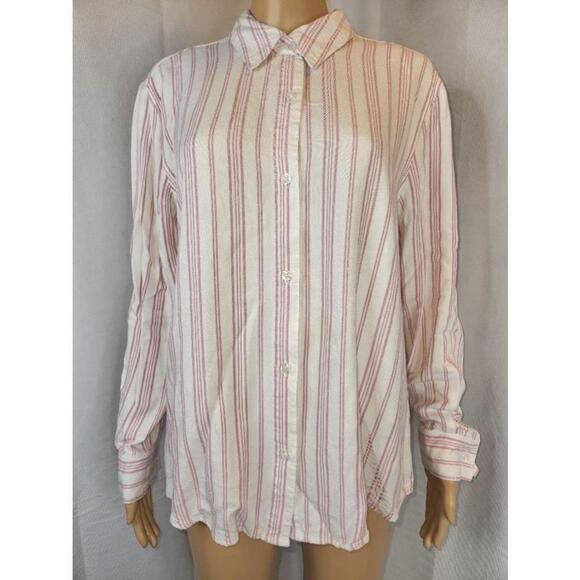 Tahari | stripped shirt | Pink and white | Large - Picture 1 of 9